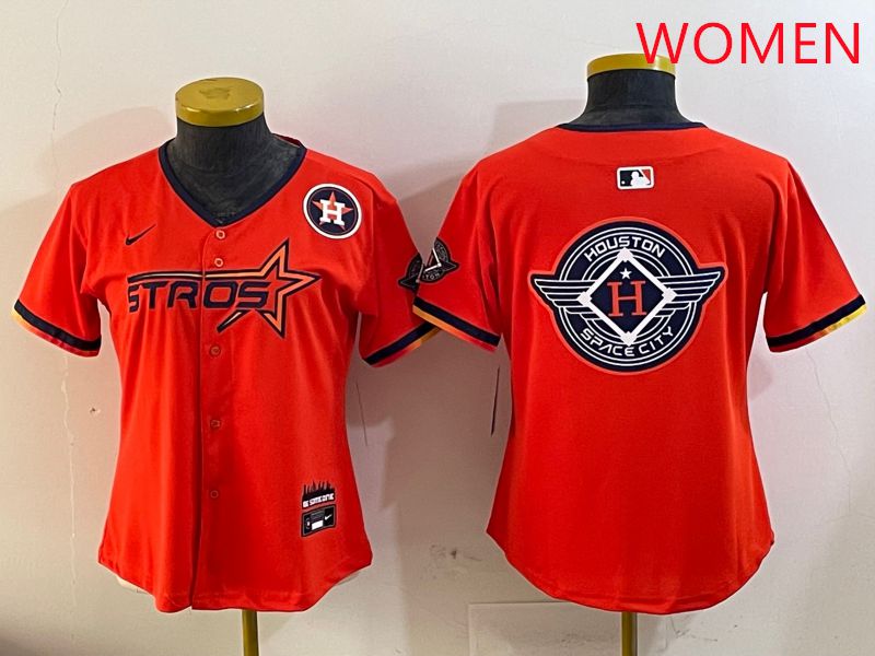 Women Houston Astros Blank Orange Three generations Joint Name 2025 Nike MLB Jersey style 29->women mlb jersey->Women Jersey